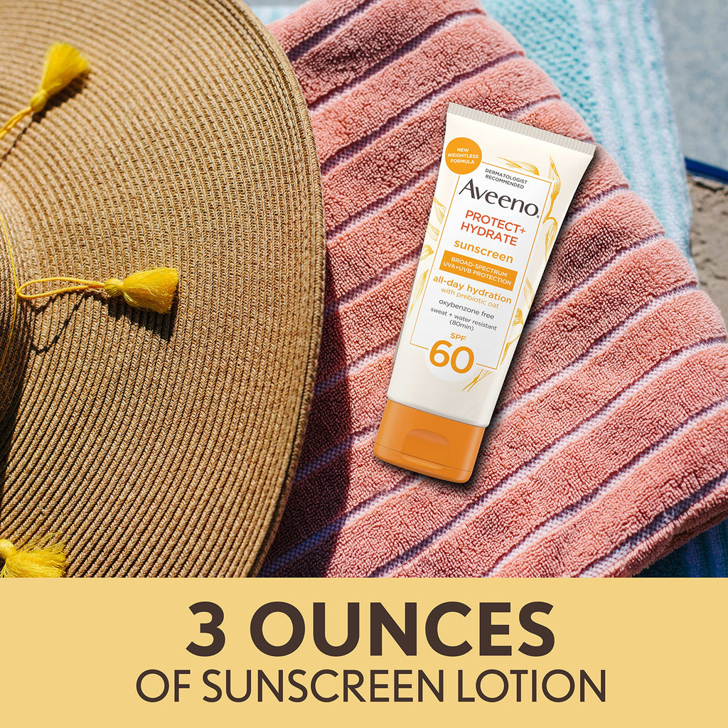 Aveeno Protect + Hydrate SPF 60 Body Sunscreen Lotion | Lightweight, Hydrating Protection