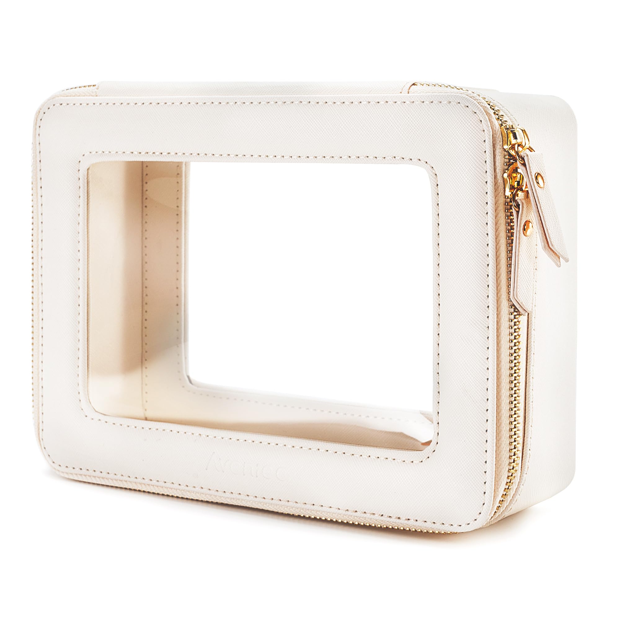 Aveniee Clear Makeup Bag Organizer – Large Travel Cosmetic Pouch, Waterproof PU Leather