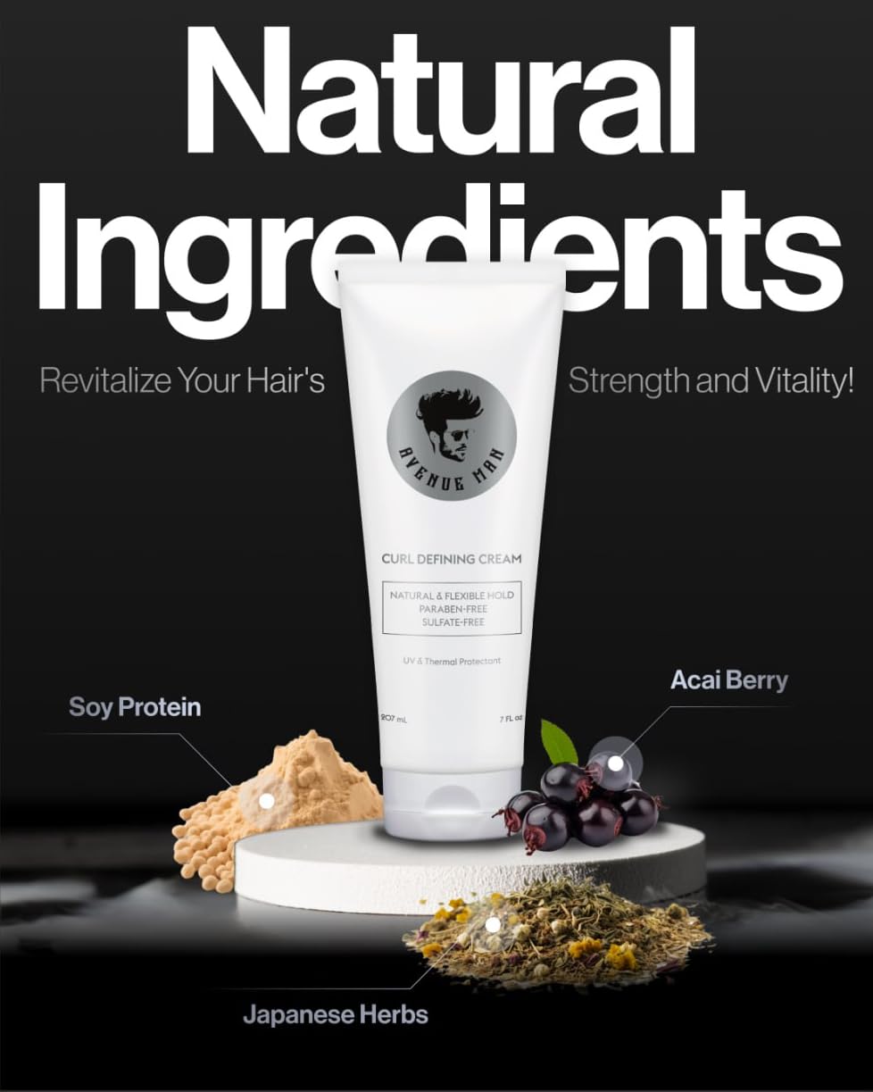 Avenue Man Curl Defining Cream – Natural, Flexible Hold for All Hair Types | Paraben & Sulfate Free