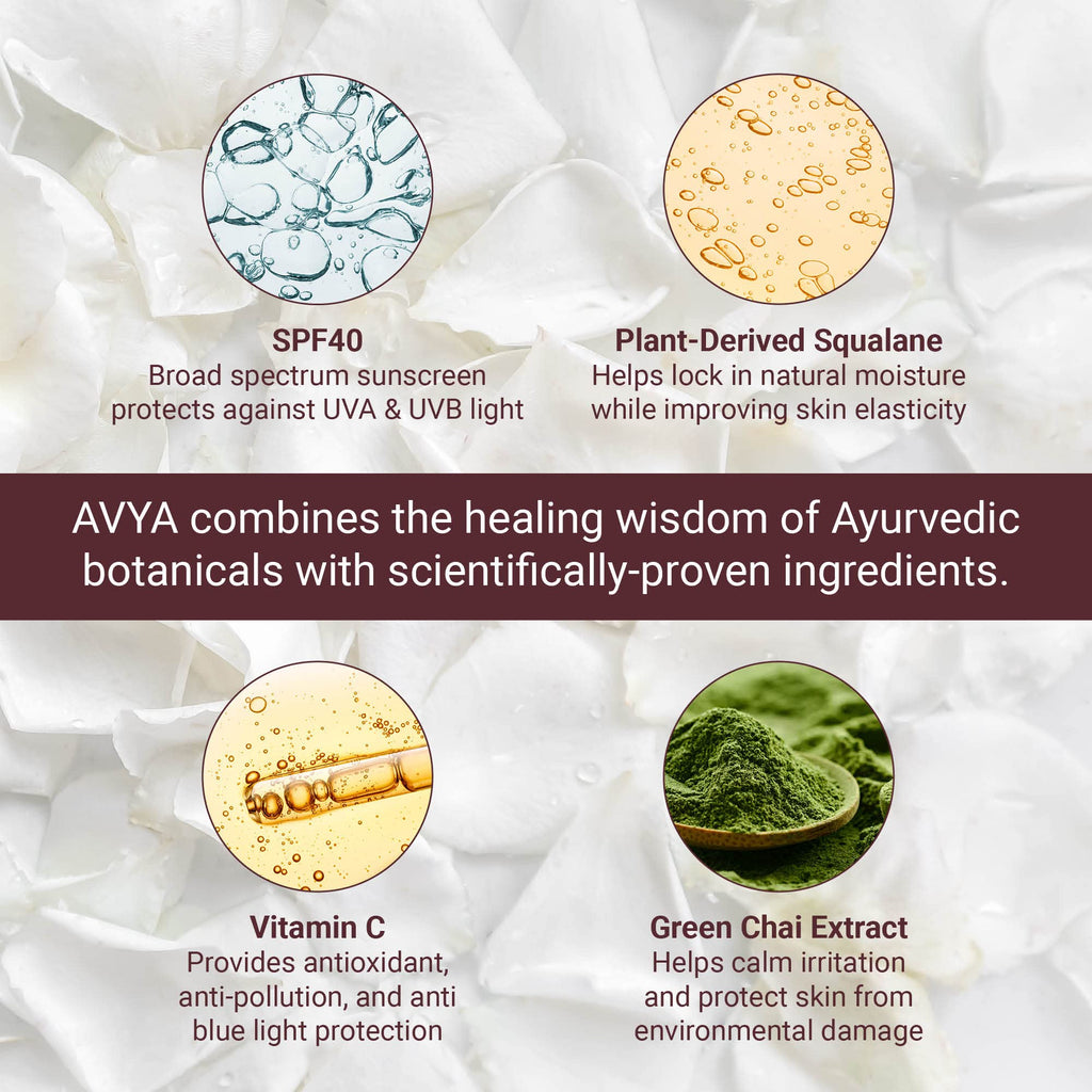 AVYA SPF 40 Sheer Tinted Moisturizer – Hyaluronic Acid & Green Chai, Shade #1 (Light & Fair)