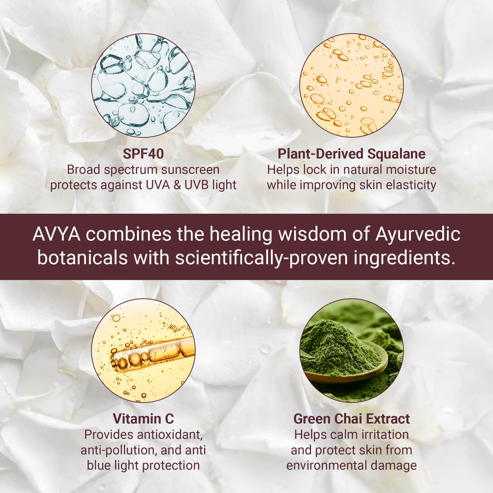AVYA SPF 40 Sheer Tinted Moisturizer – Hyaluronic Acid & Green Chai, Shade #1 (Light & Fair)