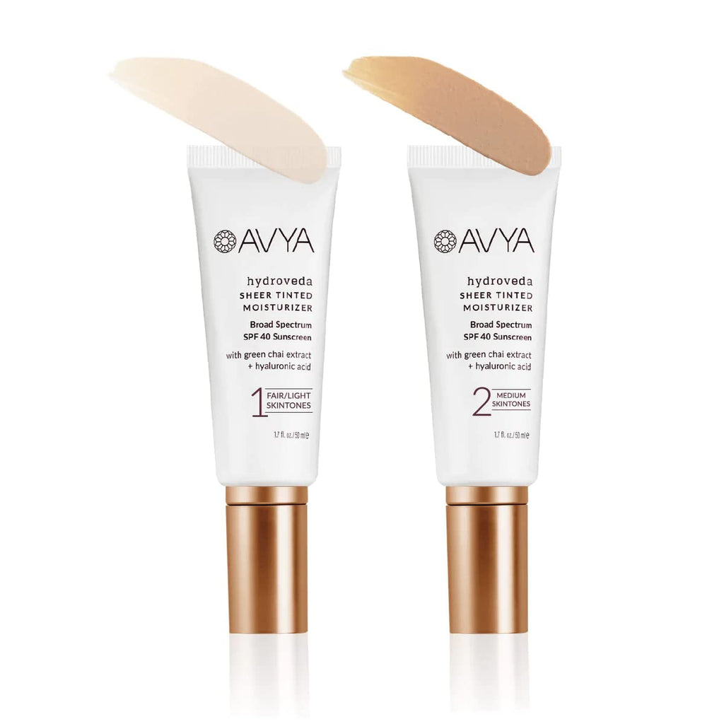 AVYA SPF 40 Sheer Tinted Moisturizer – Hyaluronic Acid & Green Chai, Shade #1 (Light & Fair)