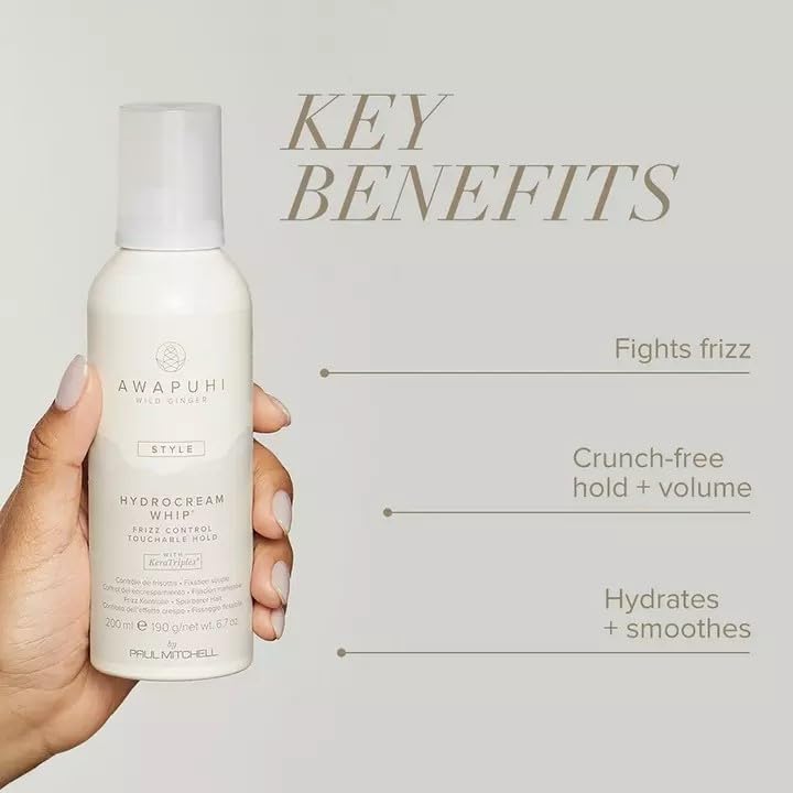 Awapuhi Wild Ginger HydroCream Whip Mousse – Frizz Control & Touchable Hold, 6.7 oz