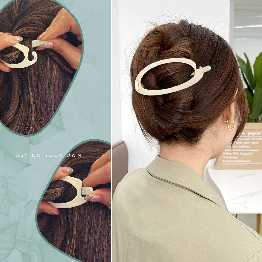 AWAYTR French Concord Hair Clips Claw – 6Pcs Flat Side Slid Clips, Matte Oval Large (4.7 in) No-Slip