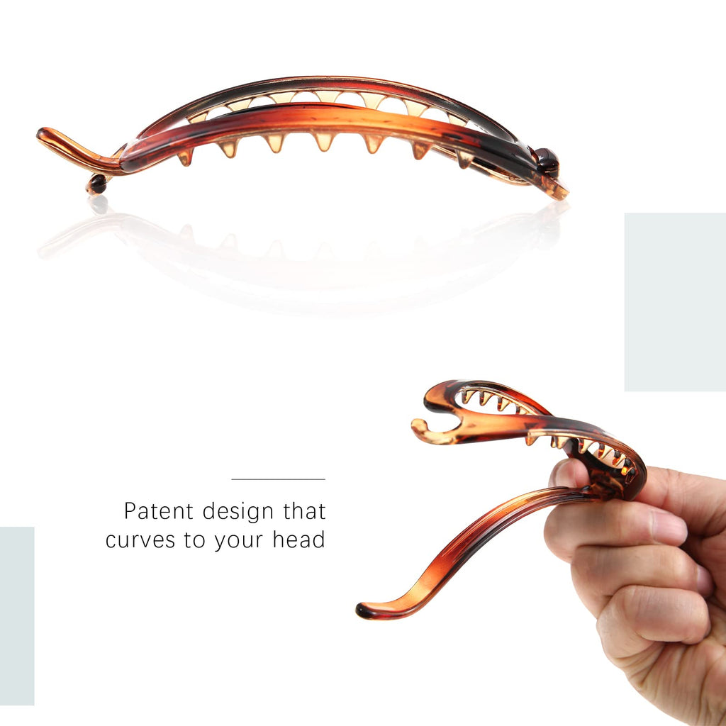 AWAYTR French Concord Hair Clips Claw – 6pc Flat Side Clips, Tortoiseshell (Small)