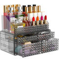 Awenia 2 Pack Stackable Makeup Organizer with Drawers – Acrylic Cosmetic Storage for Vanity, Brushes & Accessories