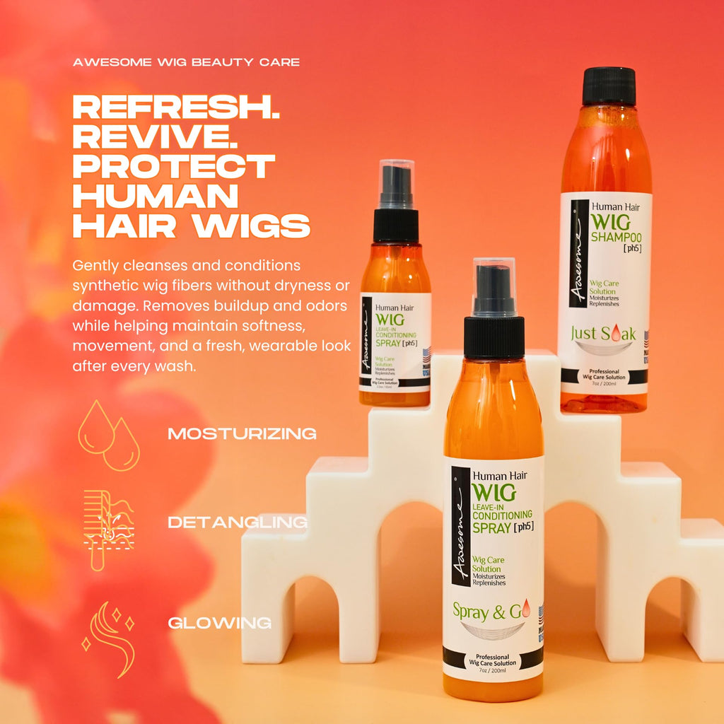 Awesome Human Hair Wig Leave-In Conditioner Spray – Detangler, pH5, Shine & Freshness (7 oz)