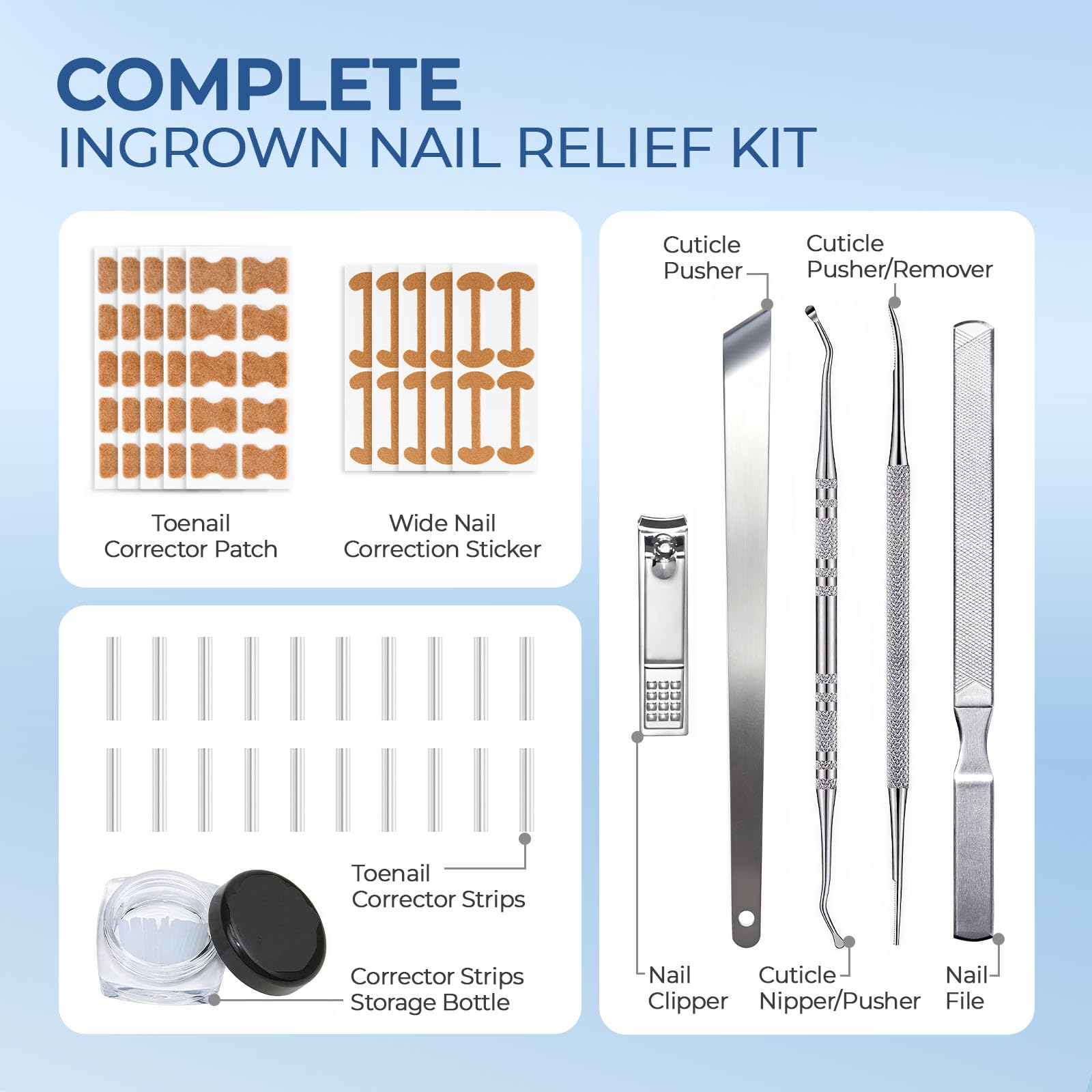 awrose Ingrown Toenail Corrector Set with Correction Strips | At-Home Pedicure Kit for Men & Women