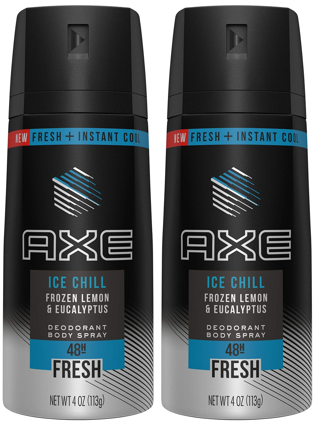 AXE Ice Chill Deodorant Body Spray – Lemon & Eucalyptus, Pack of 2 x 4 oz Cans