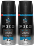 AXE Ice Chill Deodorant Body Spray – Lemon & Eucalyptus, Pack of 2 x 4 oz Cans