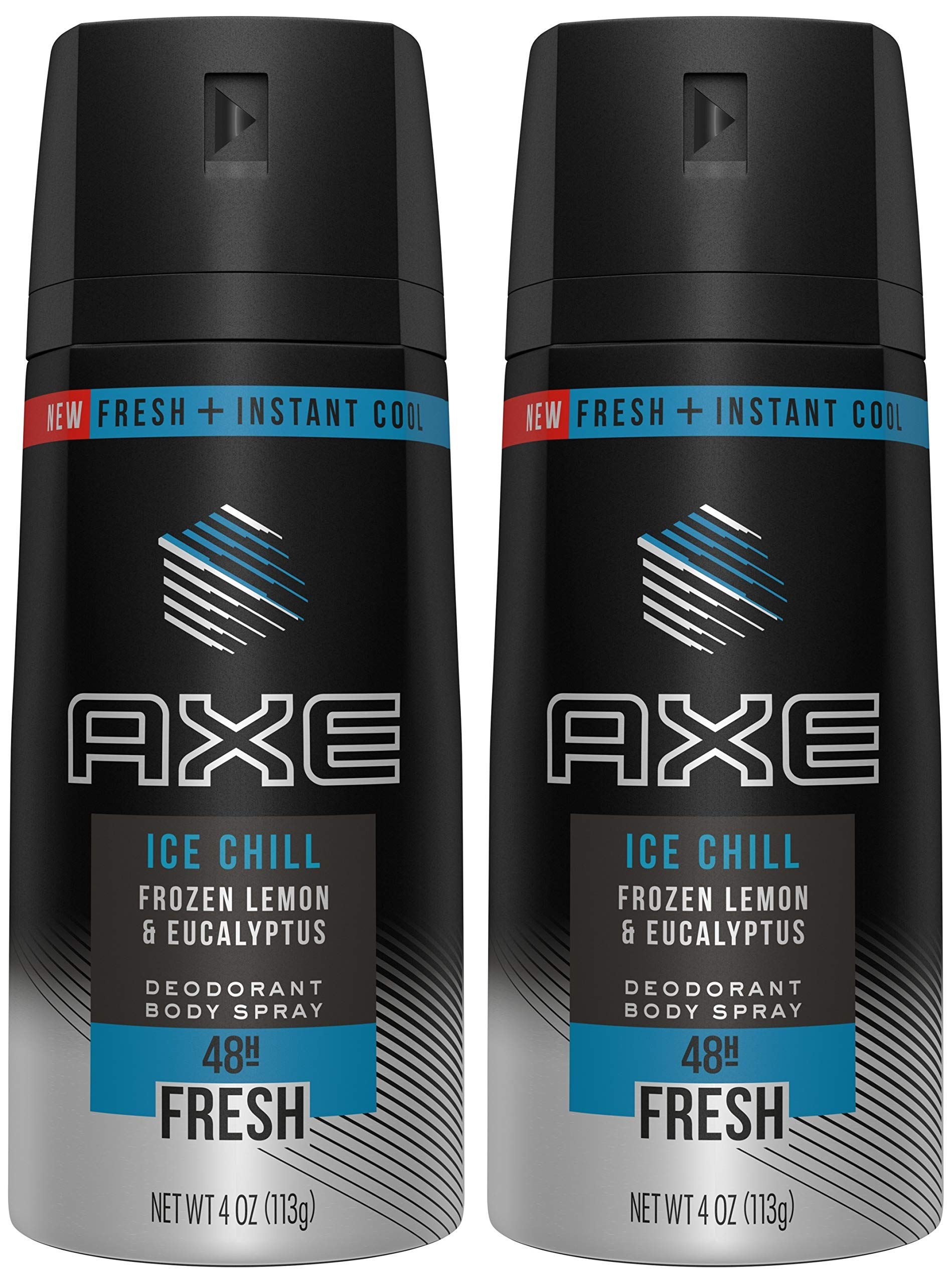 AXE Ice Chill Deodorant Body Spray – Lemon & Eucalyptus, Pack of 2 x 4 oz Cans