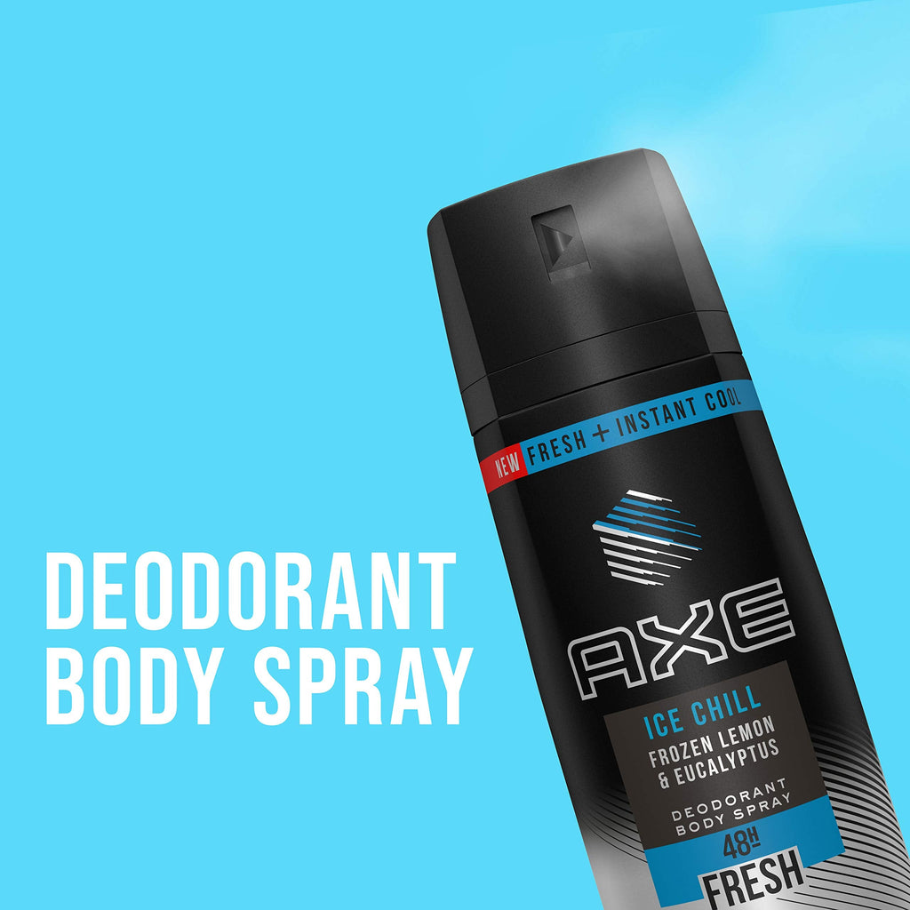 AXE Ice Chill Deodorant Body Spray – Lemon & Eucalyptus, Pack of 2 x 4 oz Cans