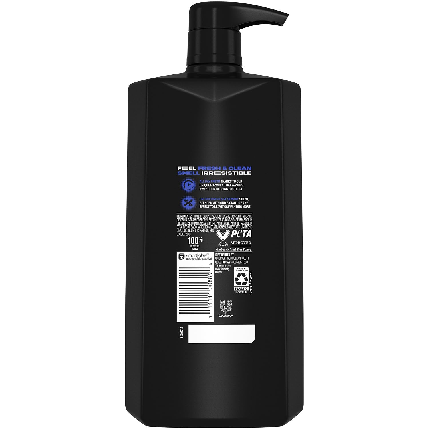 AXE Phoenix Body Wash & Shower Gel – 3-Pack, 12H Crushed Mint & Rosemary, 32 oz each