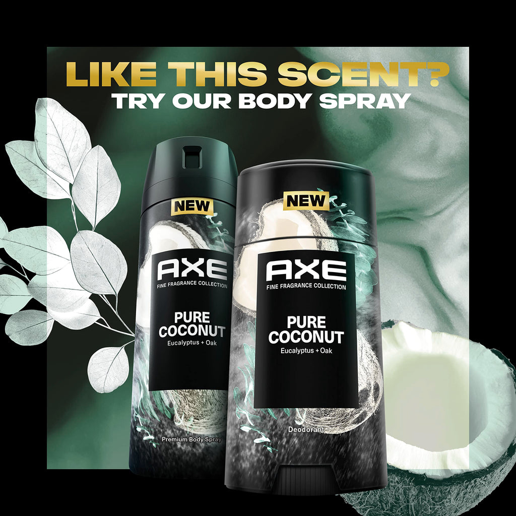 AXE Fine Fragrance Collection Pure Coconut Deodorant Stick 4 Count – 48H Freshness & Odor Protection