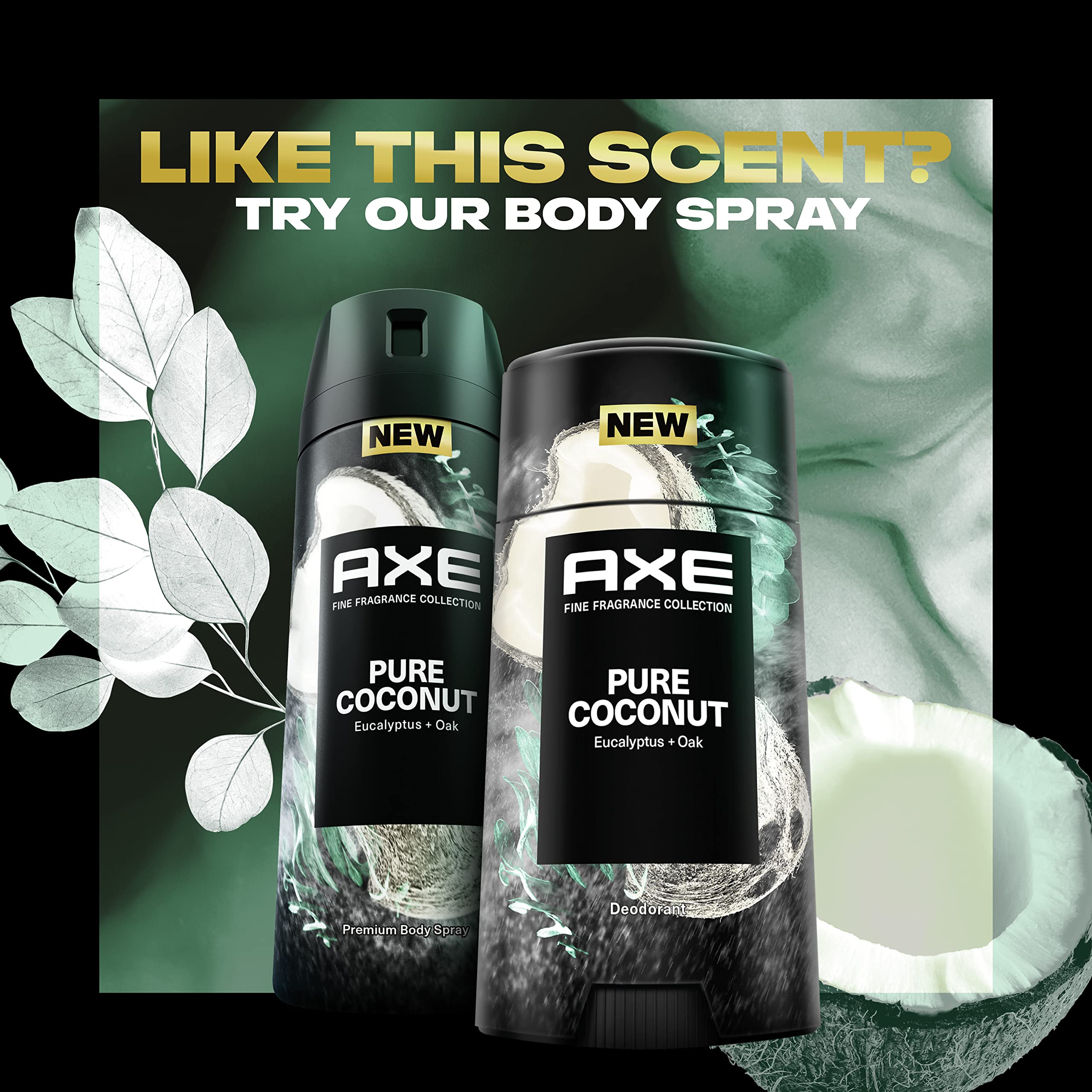 AXE Fine Fragrance Collection Pure Coconut Deodorant Stick 4 Count – 48H Freshness & Odor Protection