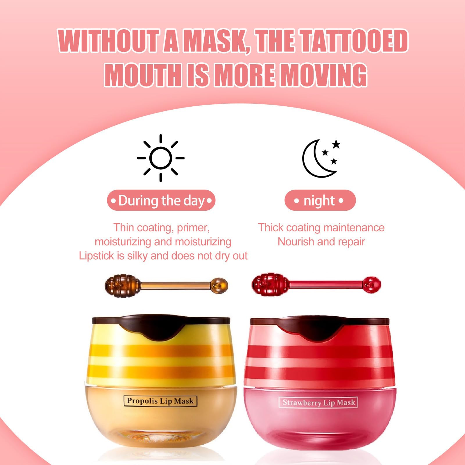 Axnzp 4-Piece Honey & Strawberry Lip Balm Pot Set – Moisturizing Lip Mask & Exfoliator