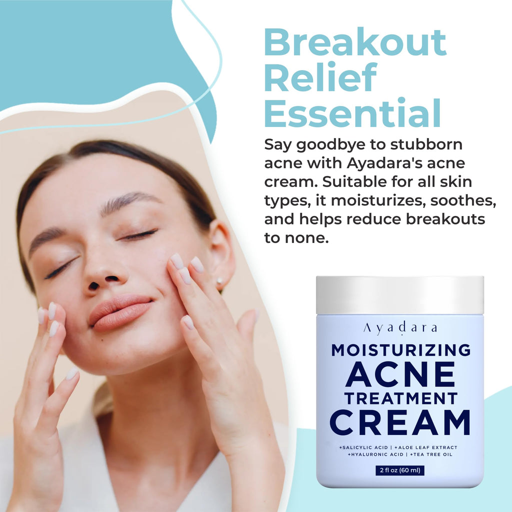 AYADARA Moisturizing Acne Cream – Salicylic Acid Face Moisturizer for Oily & Acne-Prone Skin