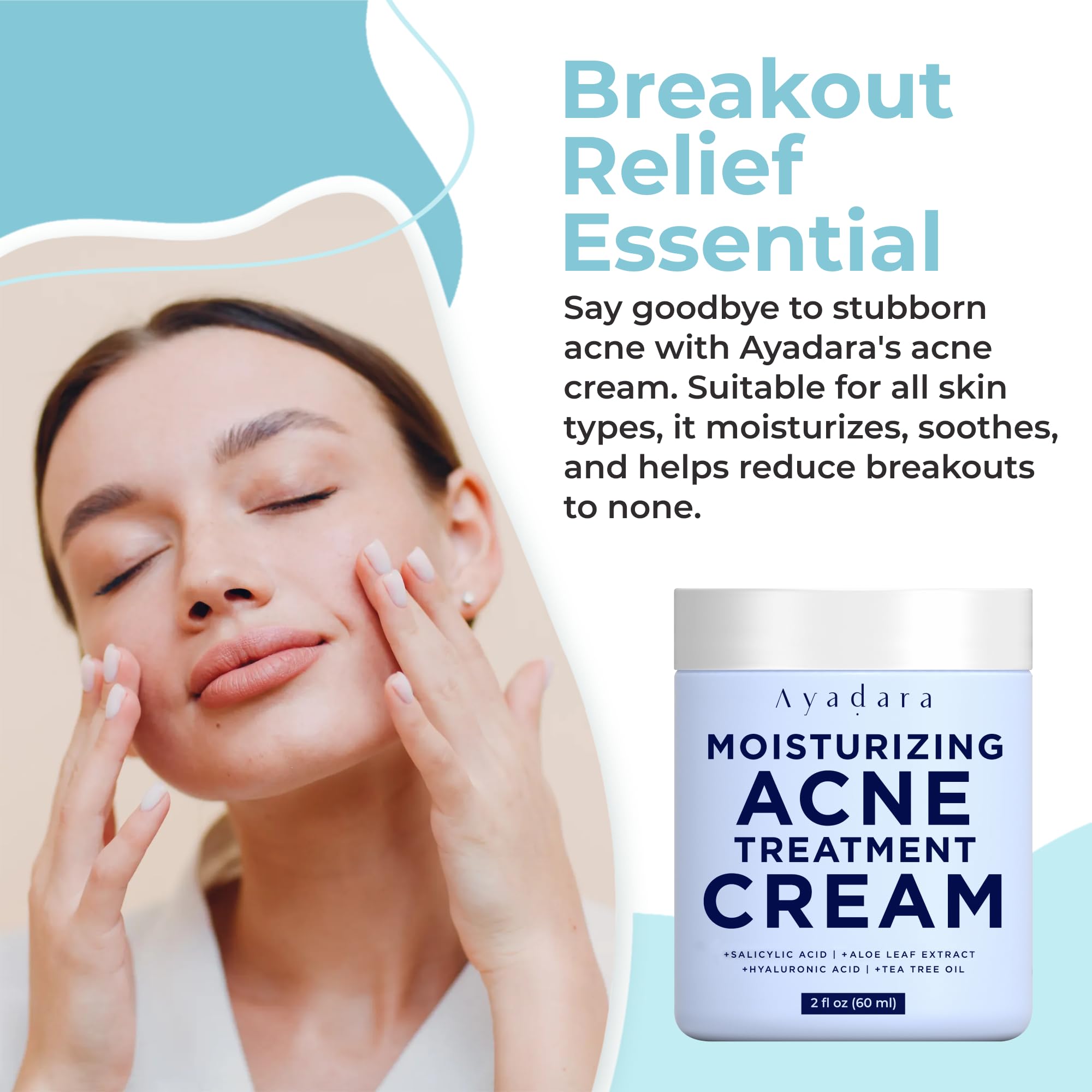 AYADARA Moisturizing Acne Cream – Salicylic Acid Face Moisturizer for Oily & Acne-Prone Skin