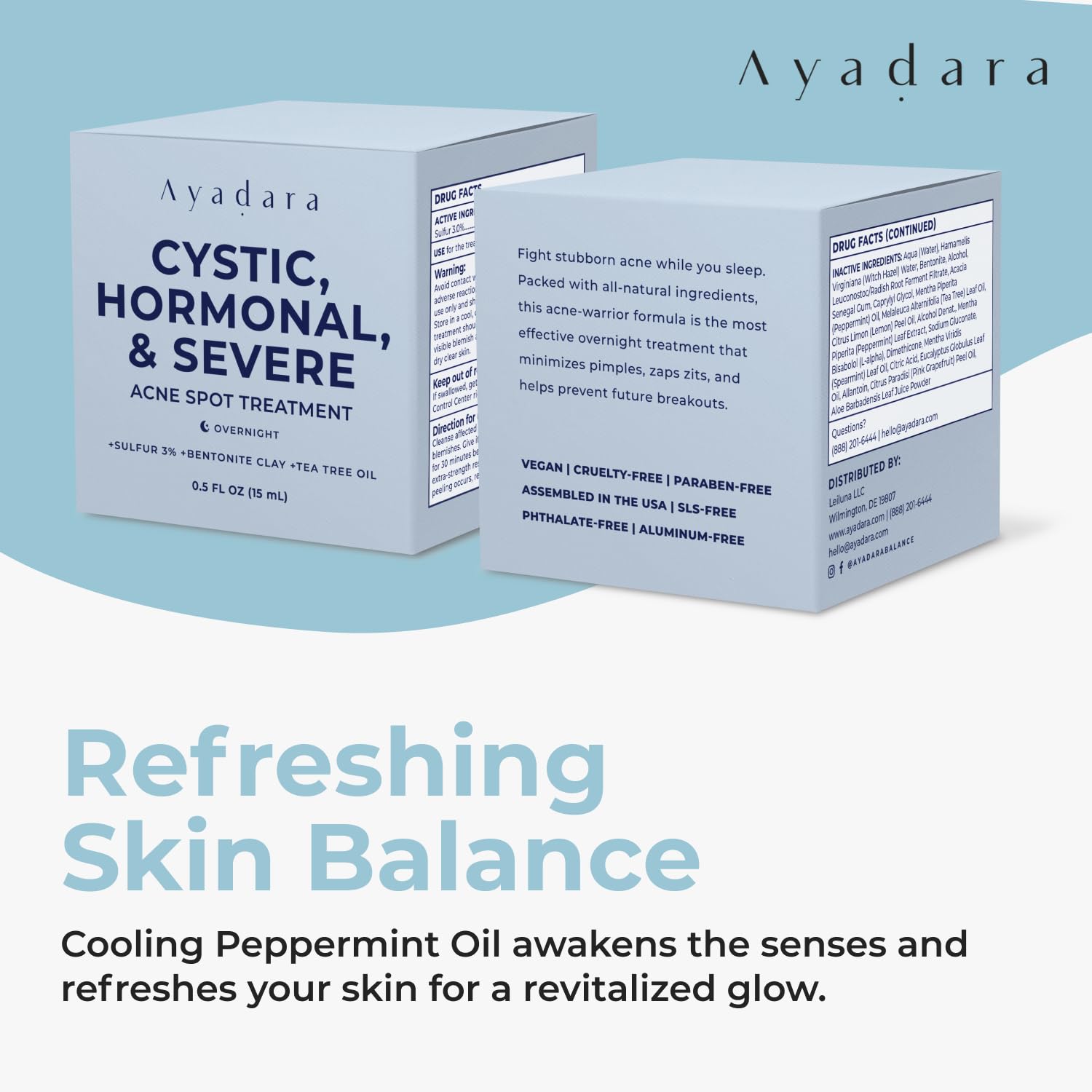 AYADARA Cystic Acne Spot Cream – Overnight Treatment for Hormonal Acne-Prone Skin | 120 Uses