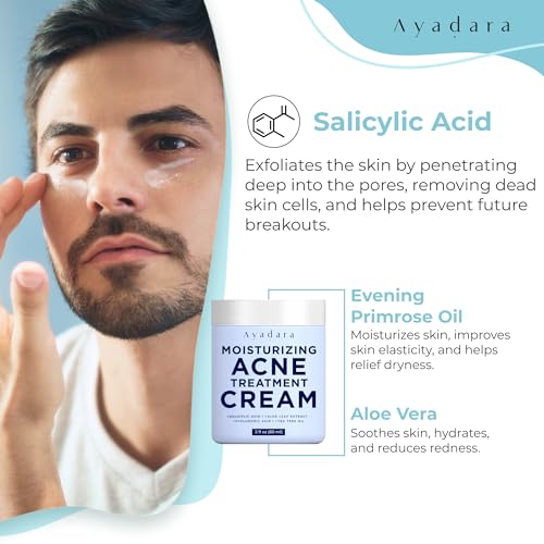 AYADARA Moisturizing Acne Cream – Salicylic Acid Face Moisturizer for Oily & Acne-Prone Skin