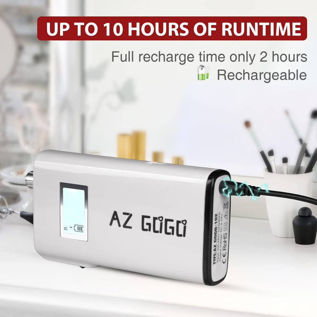 AZ GOGO Nail Drill Machine 30000RPM – Rechargeable Portable for Acrylic & Gel Nails