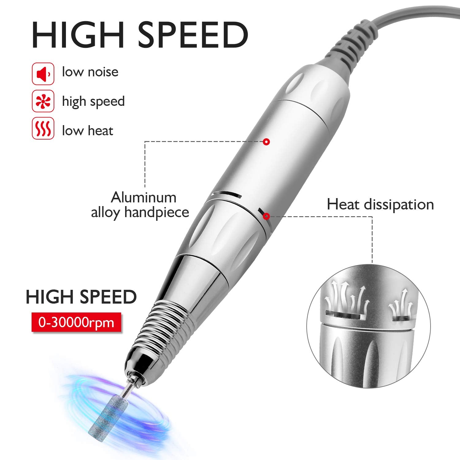 AZ GOGO Efile Nail Drill Machine – 30000 RPM Portable E-File for Acrylic Nails