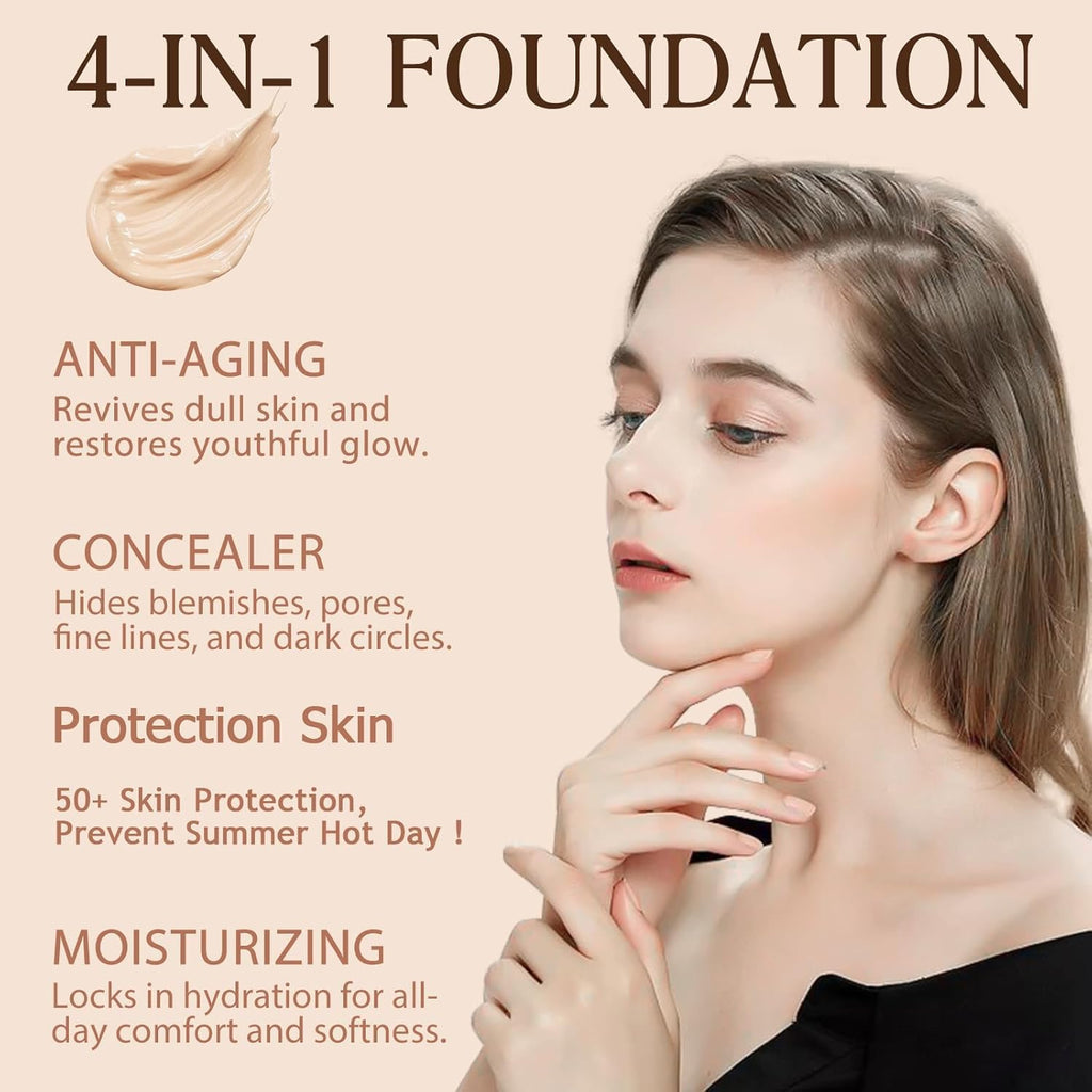 Azmaker 4-in-1 Color Changing Foundation with SPF50 PA++ | Hydration, Buildable Coverage