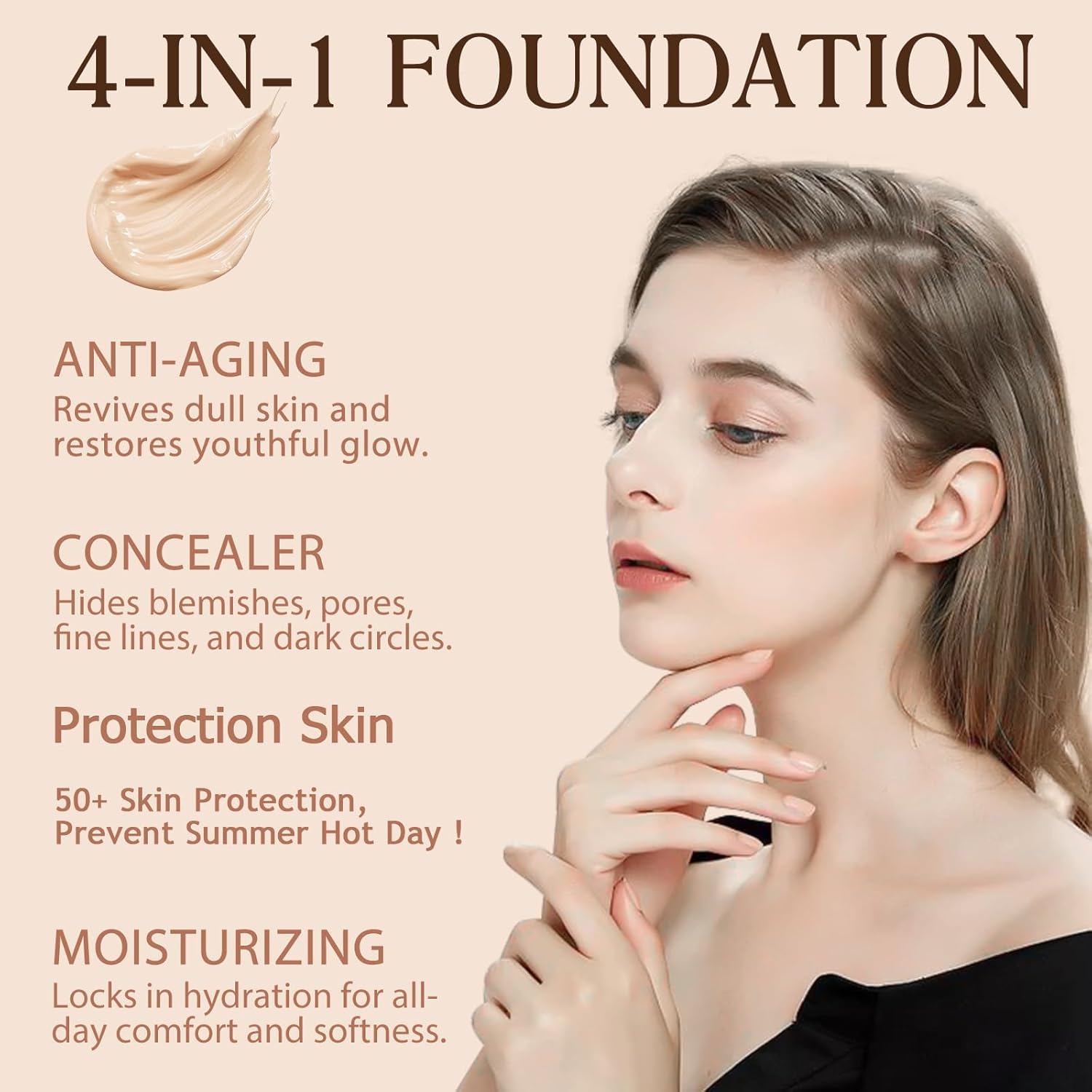 Azmaker 4-in-1 Color Changing Foundation with SPF50 PA++ | Hydration, Buildable Coverage