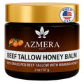 Azmera Beauty Beef Tallow Balm with Manuka Honey MGO263+ – 2oz Orange, Beeswax & Olive Oil, Handmade for Dry Skin