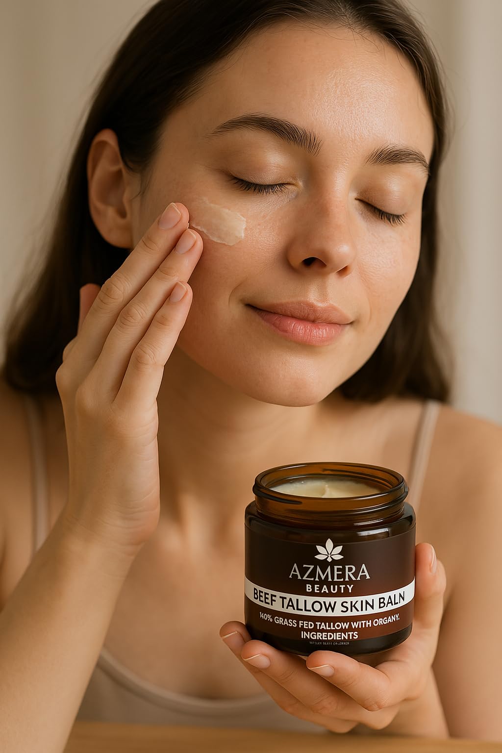 Azmera Beauty 100% Grass-Fed Beef Tallow Balm with Manuka Honey MGO263+ — Handmade Moisturizer for Dry Skin