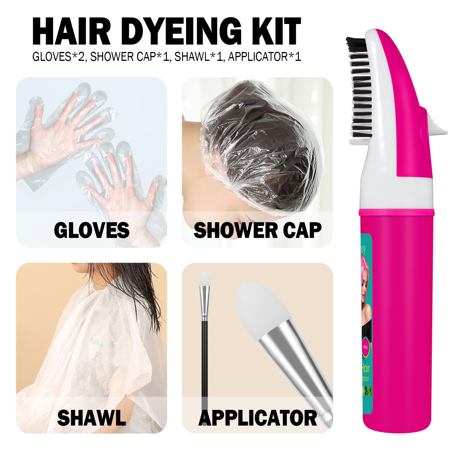 Azonbey Pink Hair Dye Shampoo for Gray Hair – 4-in-1 Semi-Permanent Color & Coverage