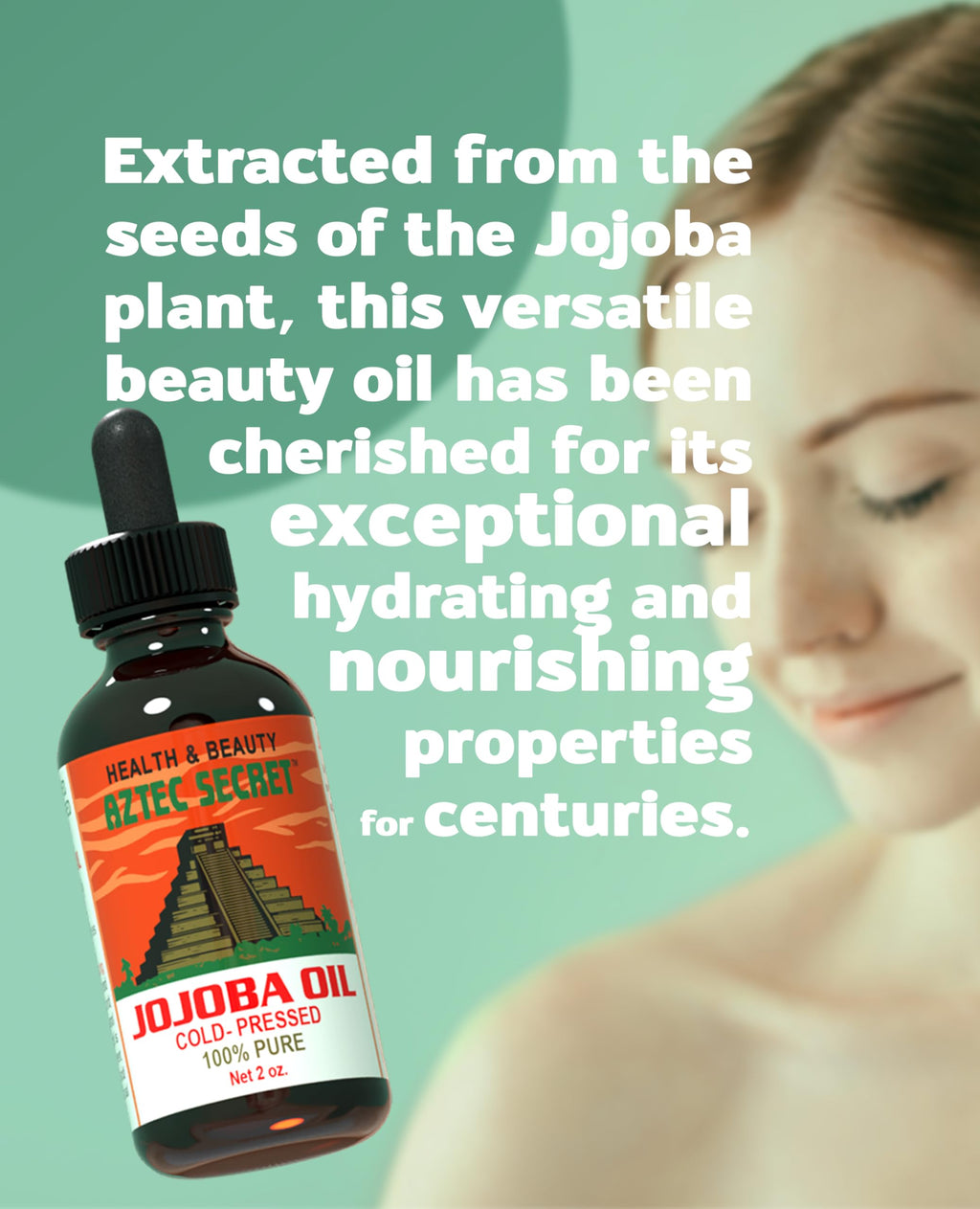 Aztec Secret 100% Pure Jojoba Oil, 2 oz – Cold-Pressed, Unfiltered, Deep Skin & Hair Moisturizer