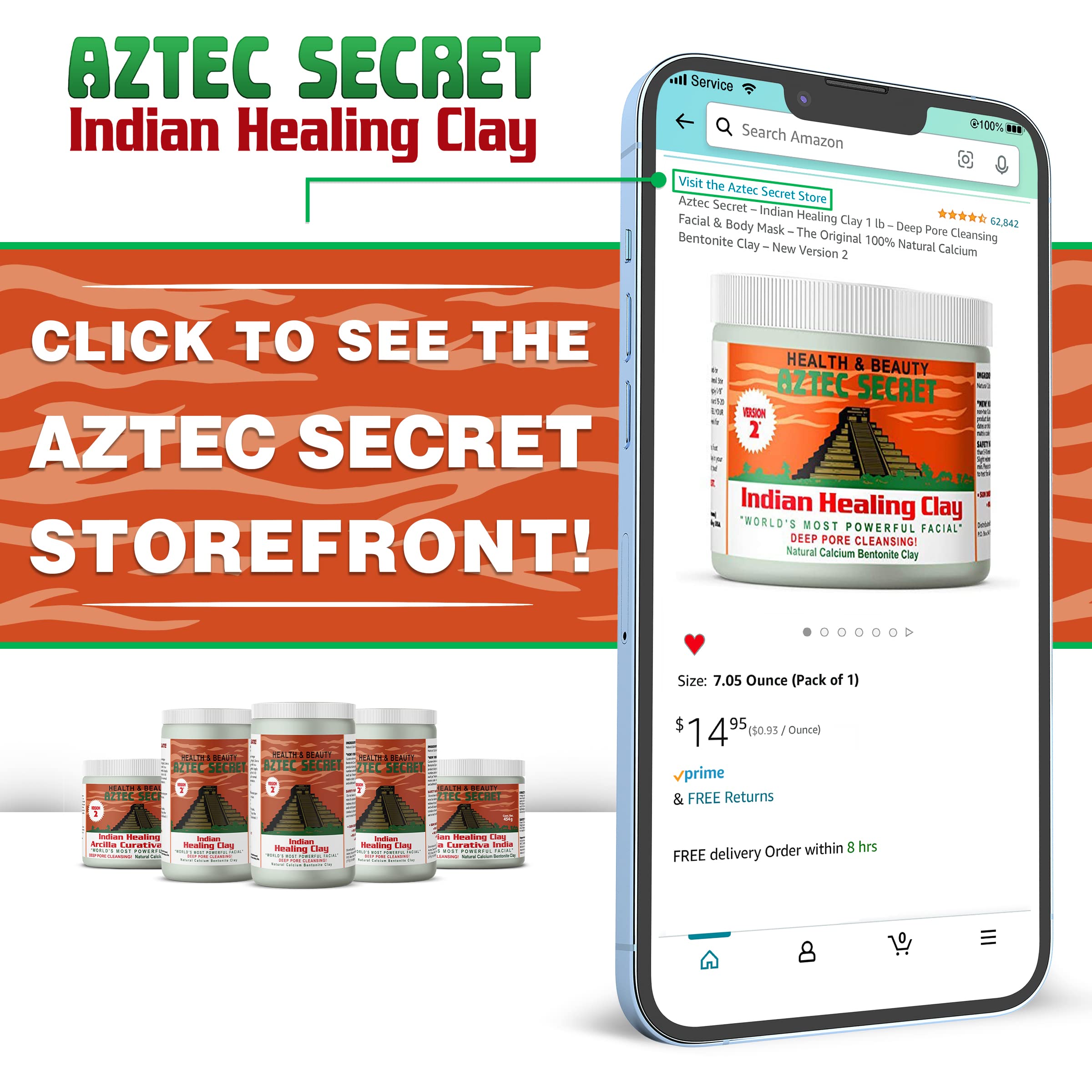 Aztec Secret Indian Healing Clay 1 lb – Deep Pore Cleansing Mask (Calcium Bentonite) – The Original