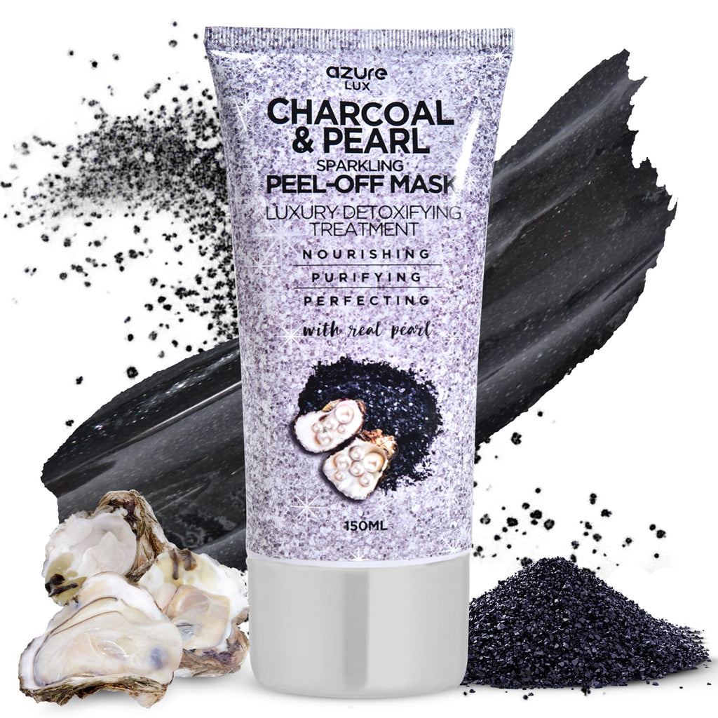Azure Cosmetics Charcoal & Pearl Sparkling Peel-Off Mask | Korean Skincare for Anti-Aging, Dirt & Oil Control | Hyaluronic Acid & Collagen – 150 ml