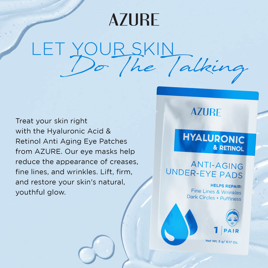 Azure Cosmetics Hyaluronic & Retinol Under Eye Pads – Moisturizing & Rejuvenating Eye Mask Patches
