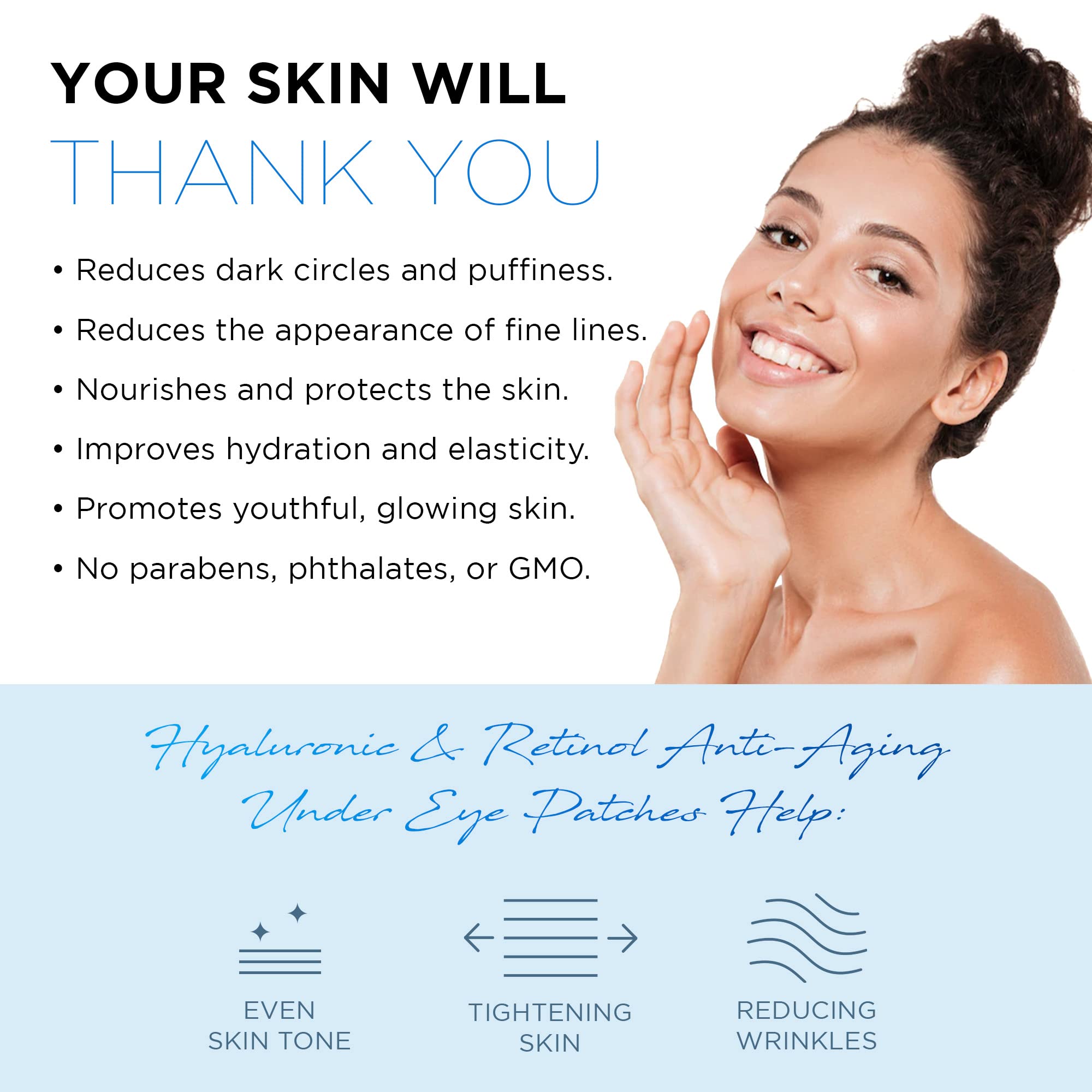 Azure Cosmetics Hyaluronic & Retinol Under Eye Pads – Moisturizing & Rejuvenating Eye Mask Patches