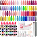 AZUREBEAUTY 170Pcs Dip Powder Nail Kit – 36 Neon Colors (Blue & Yellow), No Lamp Needed, Base/Top/Activator, Remover Kit