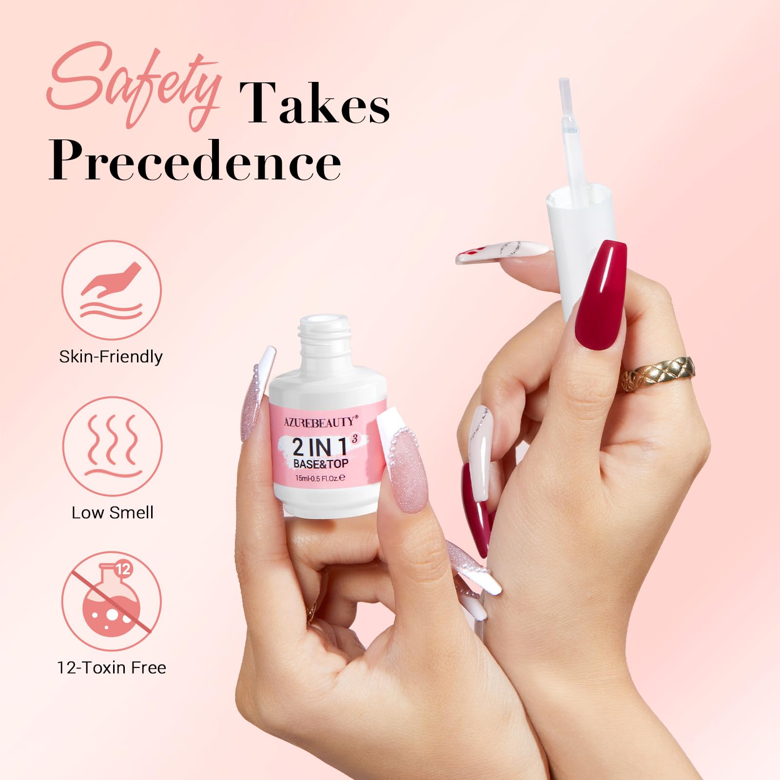 AZUREBEAUTY Dip Powder Liquid Set – Base, Top Coat, Activator, Bond & Cuticle Oil (15ml) – No Lamp Required