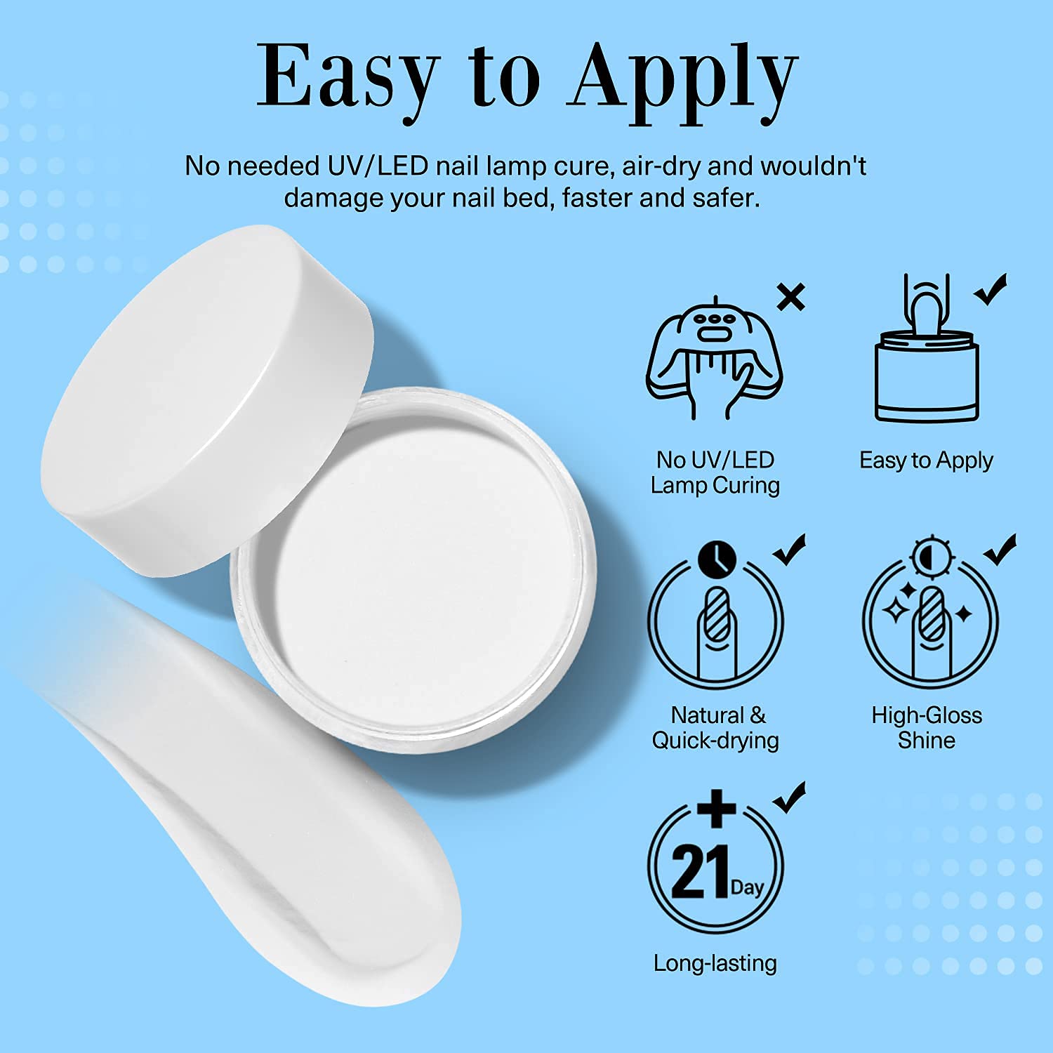 AZUREBEAUTY Bright White Dip Powder – No Lamp Needed, Long-Lasting French Nail Starter (1 oz)