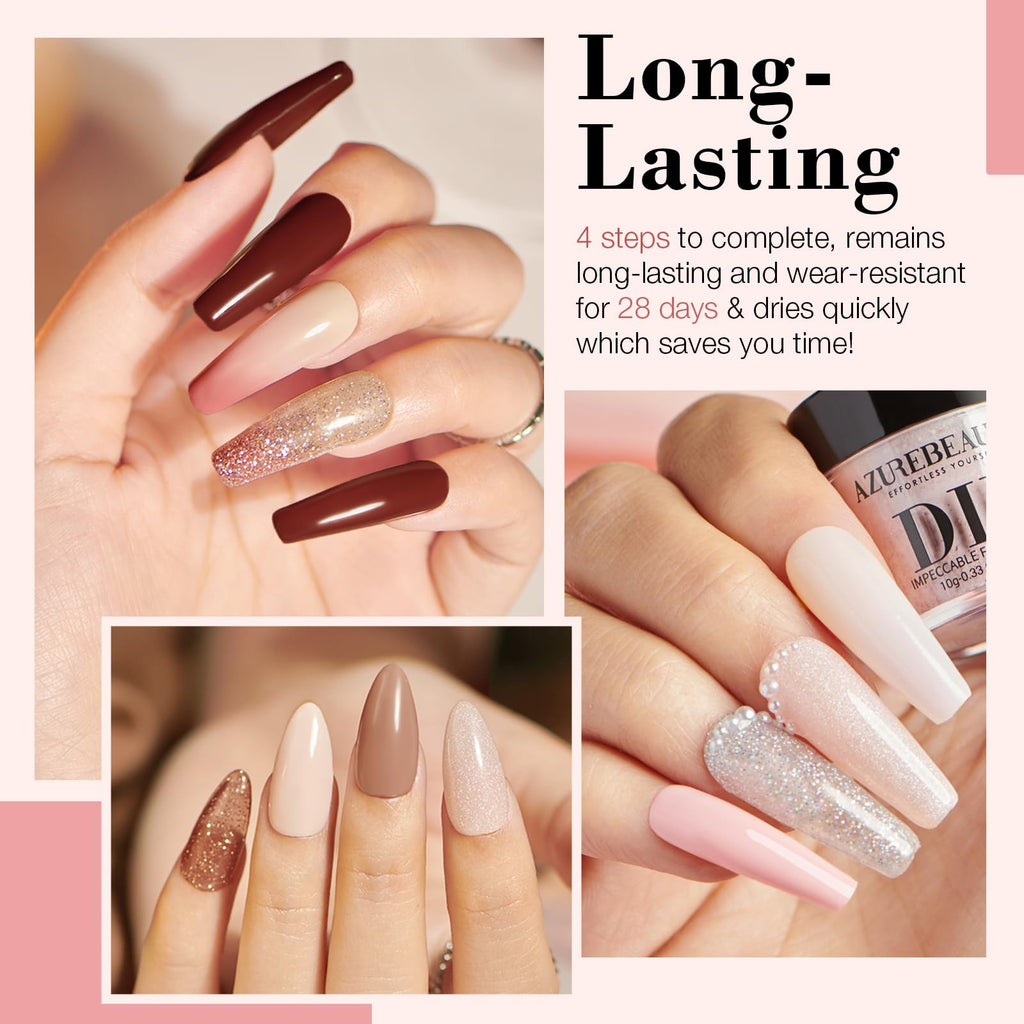 AZUREBEAUTY 31 Pcs Dip Powder Nail Kit — 20 Colors + 4 Liquids for DIY Salon-Quality Manicures