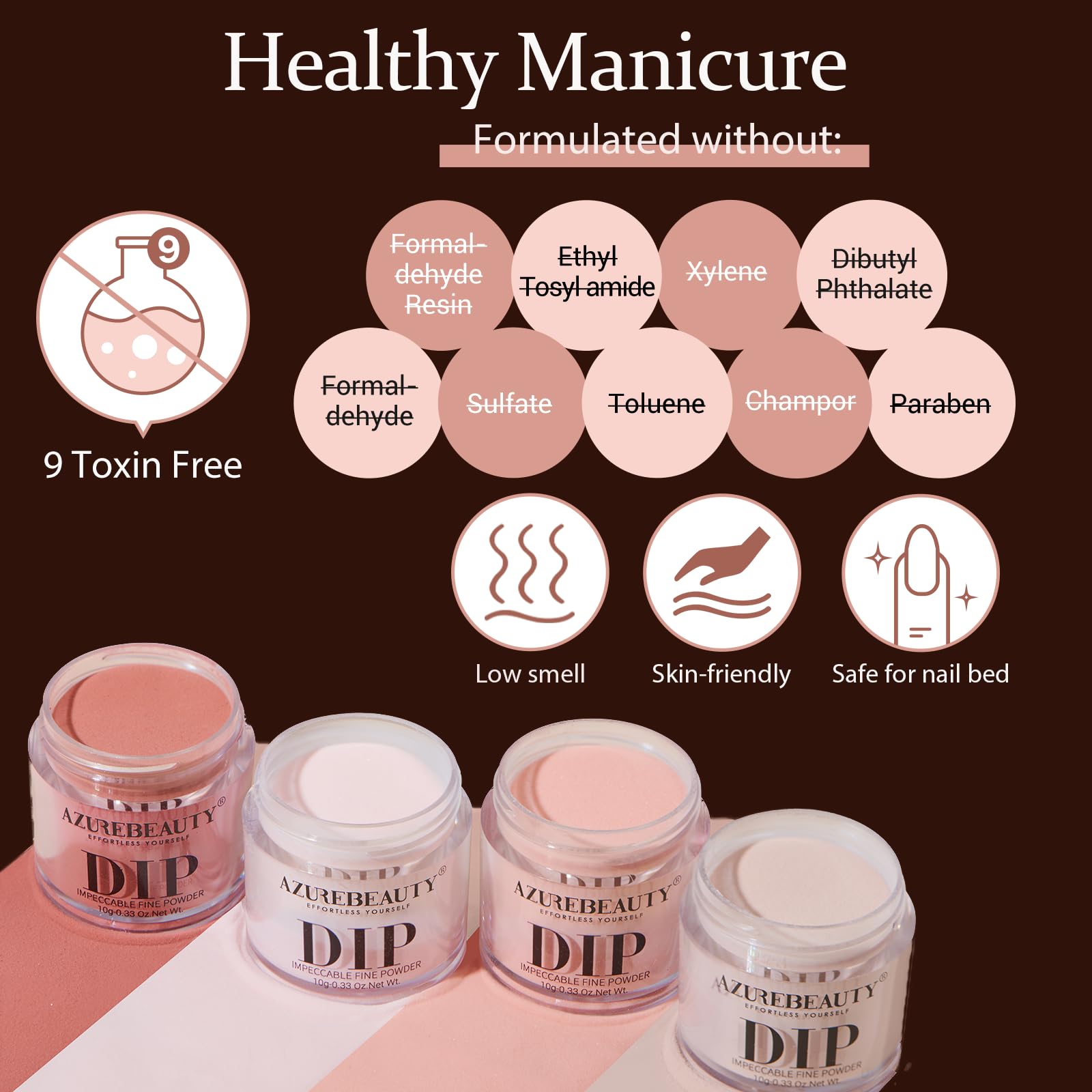 AZUREBEAUTY Dip Powder Nail Kit Starter – 4 Skin-Tone Nude Browns + Base/Top/Activator