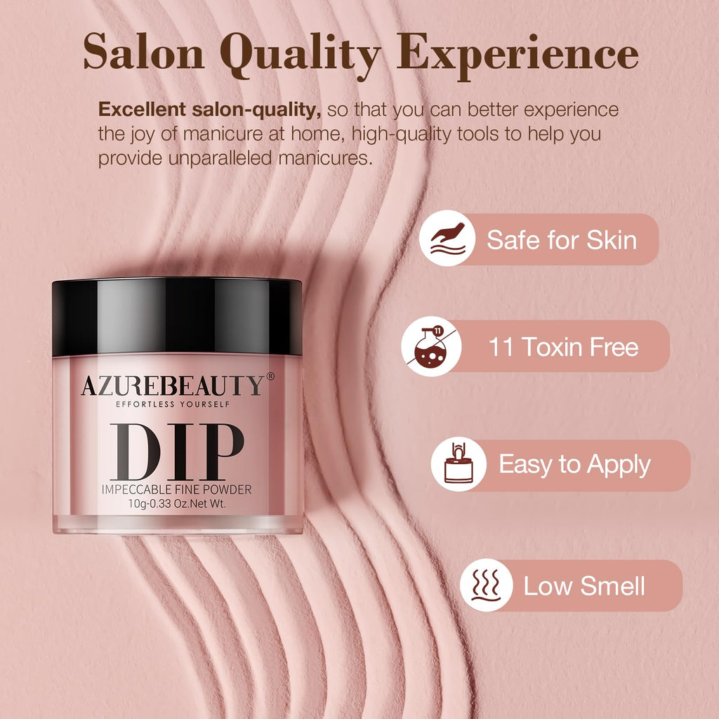 AZUREBEAUTY Dip Powder Nail Kit Starter – 4 Skin-Tone Nude Browns + Base/Top/Activator