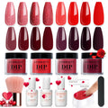 AZUREBEAUTY Dip Powder Nail Kit – 4 Red Shades, No Lamp Needed, DIY Salon-Quality Nails