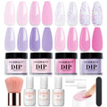 AZUREBEAUTY Dip Powder Nail Kit Starter – Pastel Lavender Pink Glitter (4 Colors), No Lamp Needed