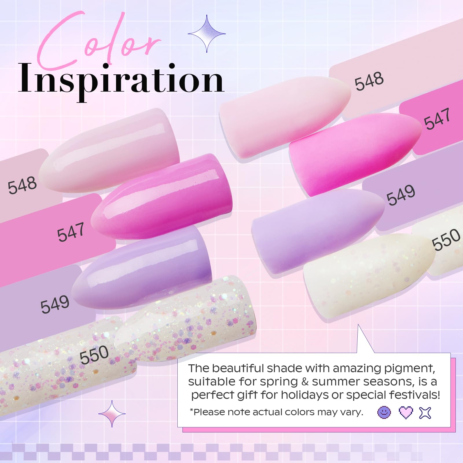 AZUREBEAUTY Dip Powder Nail Kit Starter – Pastel Lavender Pink Glitter (4 Colors), No Lamp Needed