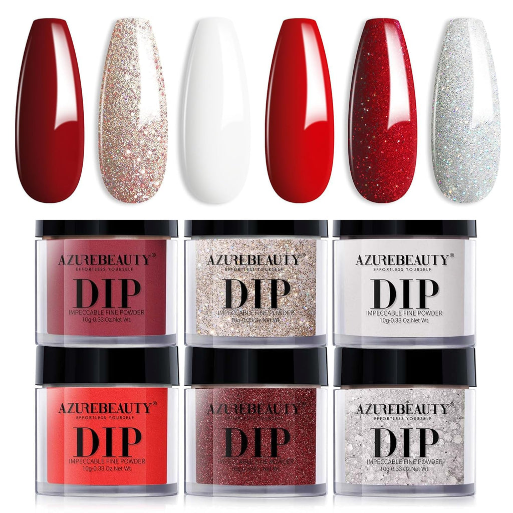 AZUREBEAUTY Dip Powder Nail Set — 6 Colors, No Lamp Needed, Long-Lasting Shine