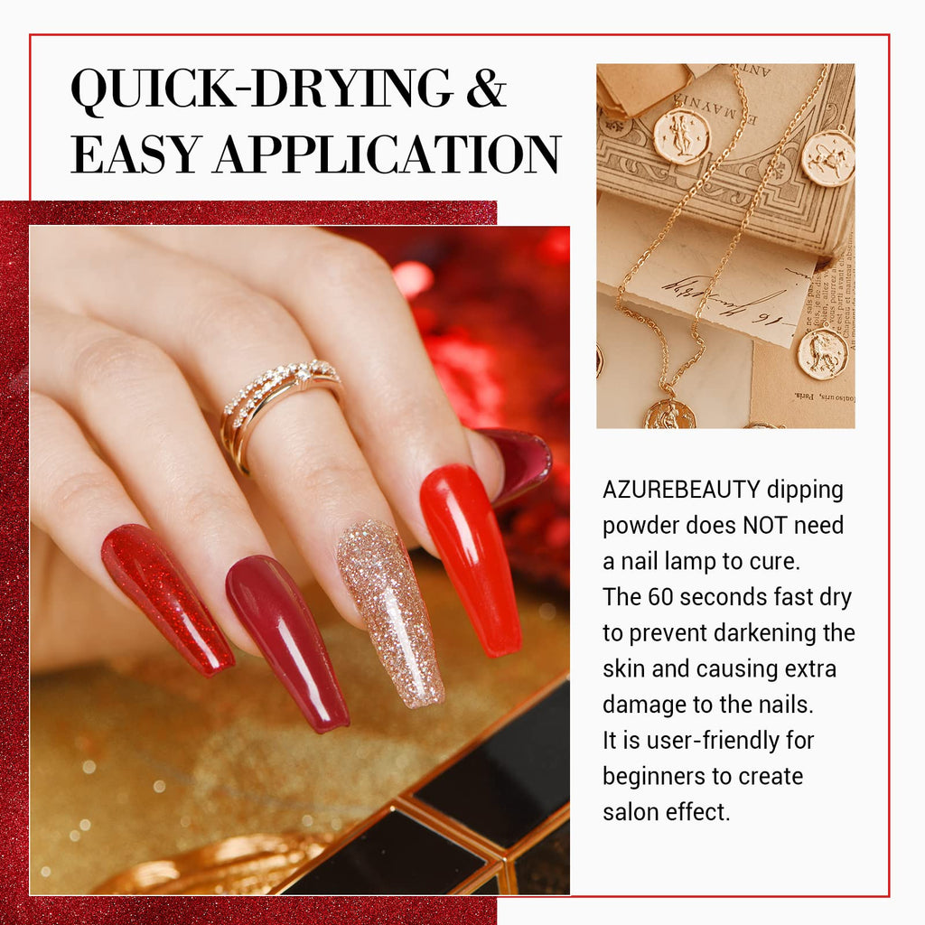 AZUREBEAUTY Dip Powder Nail Set — 6 Colors, No Lamp Needed, Long-Lasting Shine