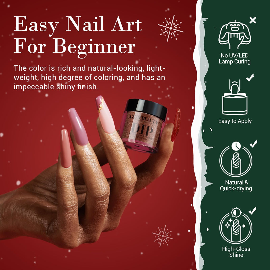 AZUREBEAUTY 31Pcs Dip Powder Nail Kit – 20 Colors, Base/Top/Activator, Gift Set