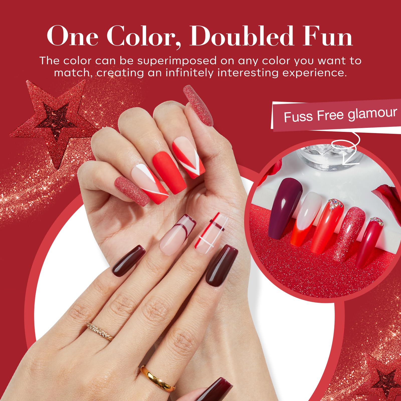 AZUREBEAUTY Dip Powder Nail Kit – 4 Red Shades, No Lamp Needed, DIY Salon-Quality Nails