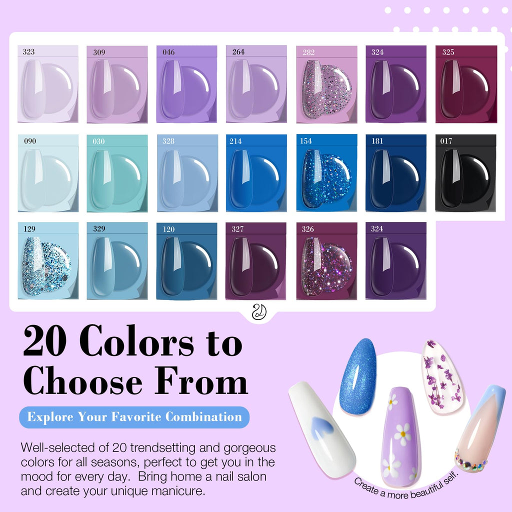AZUREBEAUTY Dip Powder Nail Kit Starter – 31 Pcs, 20 Colors, Salon-Quality